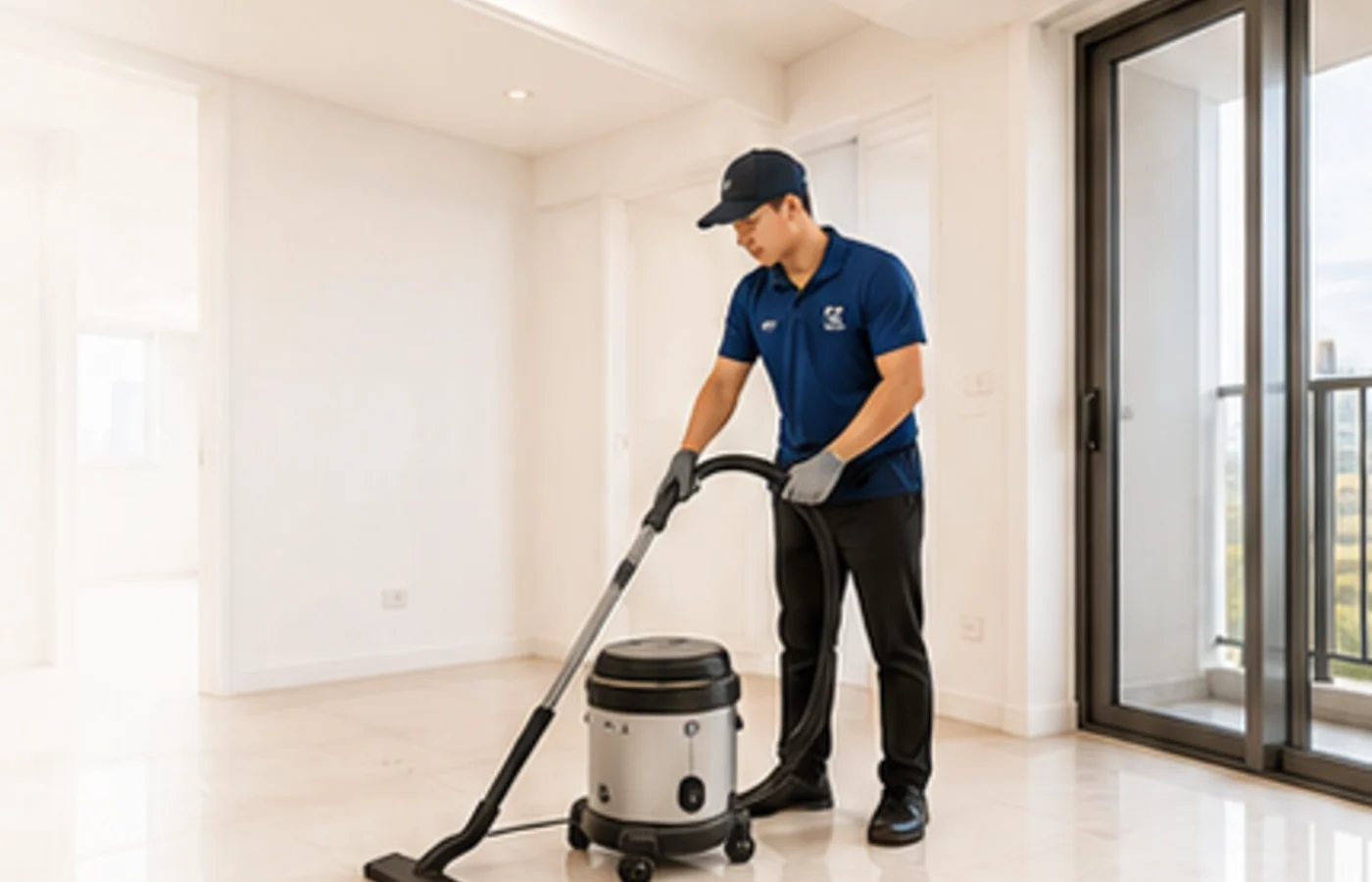 Nhân viên vệ sinh căn hộ mới